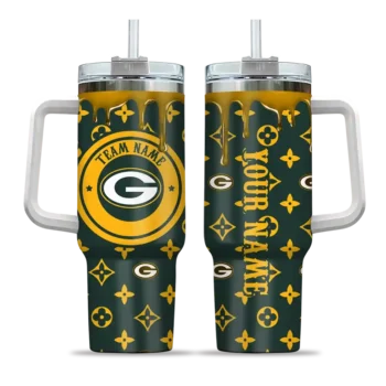 personalized green bay packers bullseye drips green curved tumbler best selling.webp