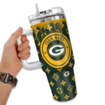 personalized green bay packers bullseye drips green curved tumbler best selling.webp