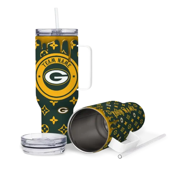 personalized green bay packers bullseye drips green curved tumbler high quality.webp