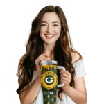 personalized green bay packers bullseye drips green curved tumbler best selling.webp