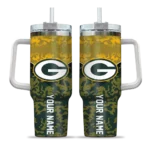 personalized green bay packers chevron stripe green curved tumbler best selling.webp
