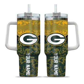 personalized green bay packers chevron stripe green curved tumbler best selling.webp