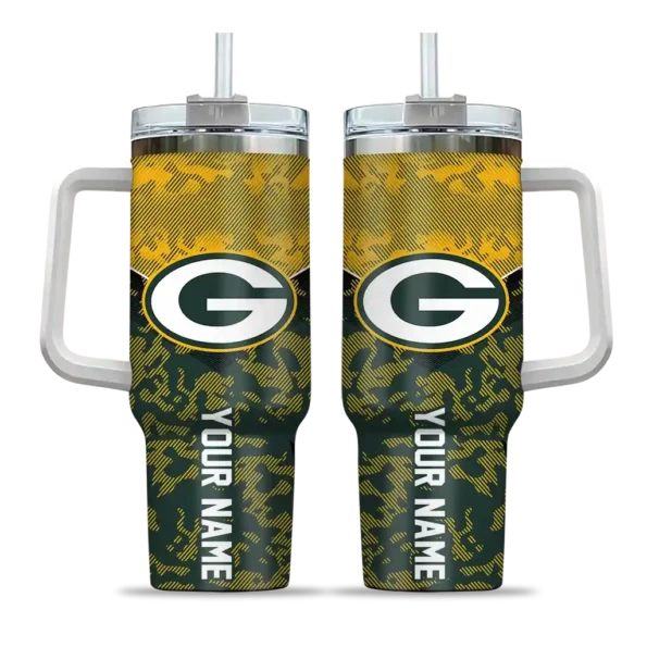 personalized green bay packers chevron stripe green curved tumbler best selling.webp