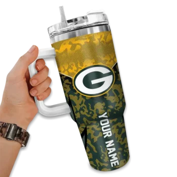 personalized green bay packers chevron stripe green curved tumbler fashion forward.webp