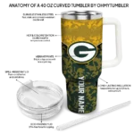 personalized green bay packers chevron stripe green curved tumbler best selling.webp