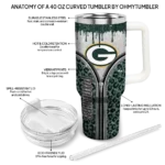 personalized green bay packers leopard zipper green curved tumbler best selling.webp