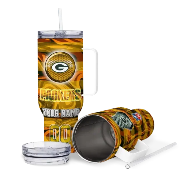 personalized green bay packers marbled stripes green curved tumbler high quality.webp