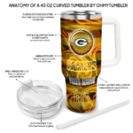 personalized green bay packers marbled stripes green curved tumbler best selling.webp