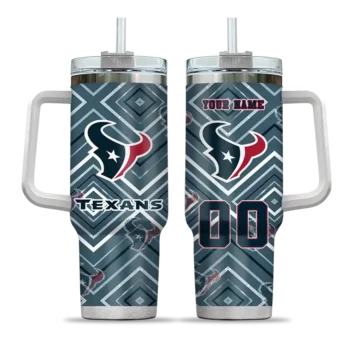 personalized houston texans bold diamonds blue curved tumbler best selling.webp