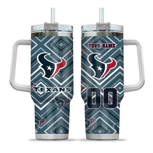 personalized houston texans bold diamonds blue curved tumbler best selling.webp