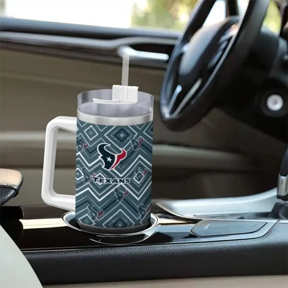 personalized houston texans bold diamonds blue curved tumbler trendy.webp