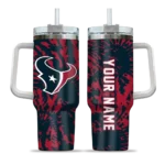 personalized houston texans burst swirl blue curved tumbler best selling.webp