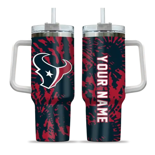 personalized houston texans burst swirl blue curved tumbler best selling.webp
