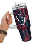 personalized houston texans burst swirl blue curved tumbler best selling.webp