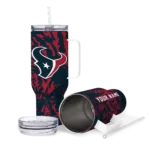 personalized houston texans burst swirl blue curved tumbler best selling.webp