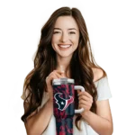 personalized houston texans burst swirl blue curved tumbler best selling.webp