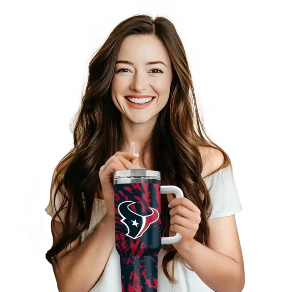 personalized houston texans burst swirl blue curved tumbler premium grade.webp