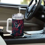 personalized houston texans burst swirl blue curved tumbler best selling.webp