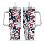 personalized houston texans camo mashup blue white curved tumbler best selling.webp