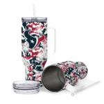 personalized houston texans camo mashup blue white curved tumbler best selling.webp