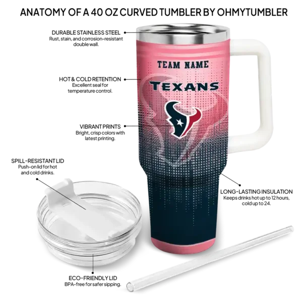 personalized houston texans gradient dots blue curved tumbler new arrival.webp