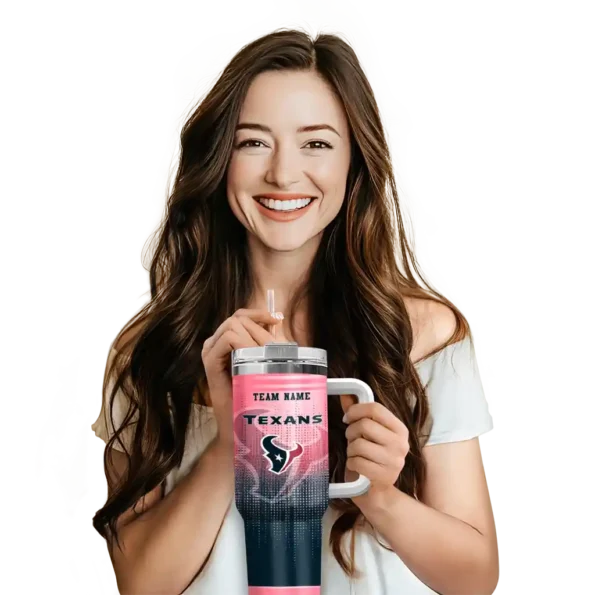 personalized houston texans gradient dots blue curved tumbler premium grade.webp