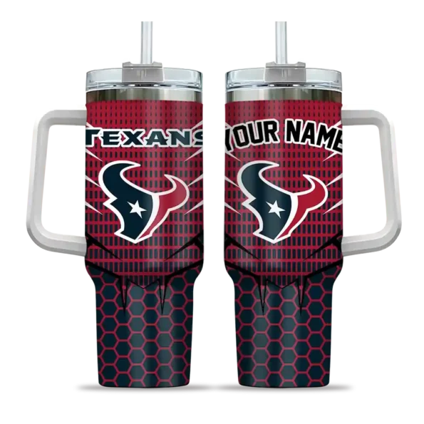 personalized houston texans hex texture blue curved tumbler best selling.webp