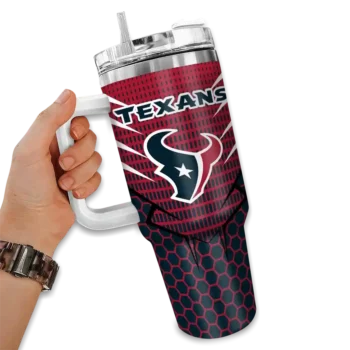 personalized houston texans hex texture blue curved tumbler fashion forward.webp