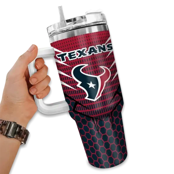 personalized houston texans hex texture blue curved tumbler fashion forward.webp