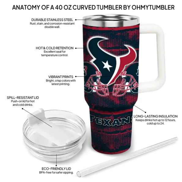 personalized houston texans honey streaks blue curved tumbler new arrival.webp