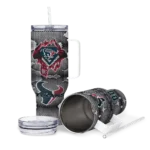 personalized houston texans superman shield blue gray curved tumbler best selling.webp