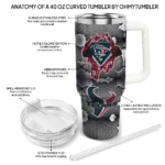 personalized houston texans superman shield blue gray curved tumbler best selling.webp
