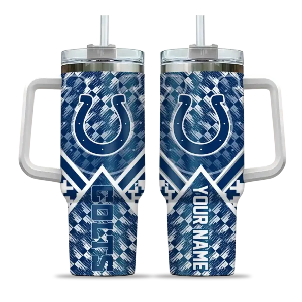personalized indianapolis colts chevron angle blue curved tumbler best selling.webp