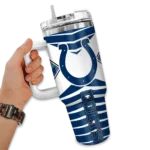 personalized indianapolis colts chevron layers blue curved tumbler best selling.webp