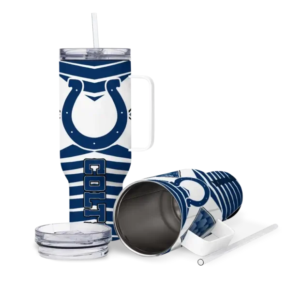 personalized indianapolis colts chevron layers blue curved tumbler high quality.webp