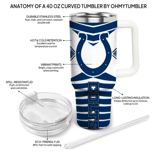 personalized indianapolis colts chevron layers blue curved tumbler new arrival.webp