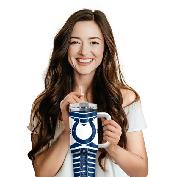 personalized indianapolis colts chevron layers blue curved tumbler premium grade.webp