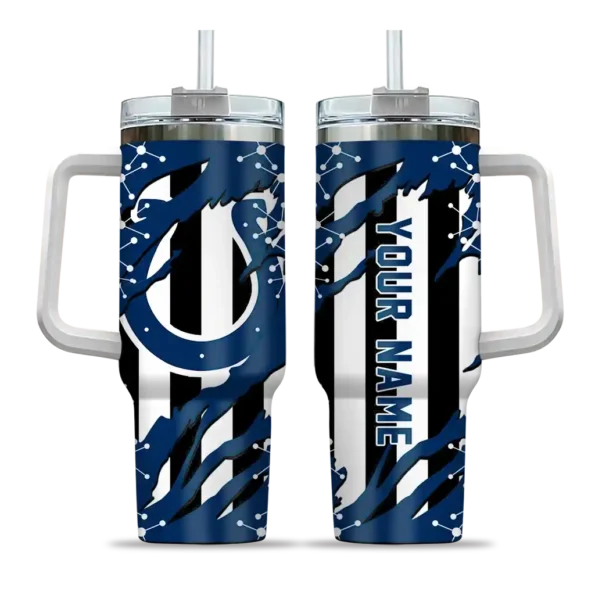 personalized indianapolis colts claw cut blue black curved tumbler best selling.webp