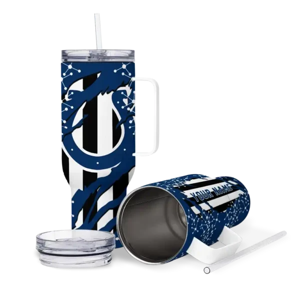 personalized indianapolis colts claw cut blue black curved tumbler high quality.webp