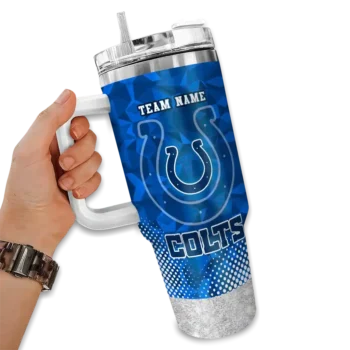 personalized indianapolis colts geometric prism blue curved tumbler fashion forward.webp