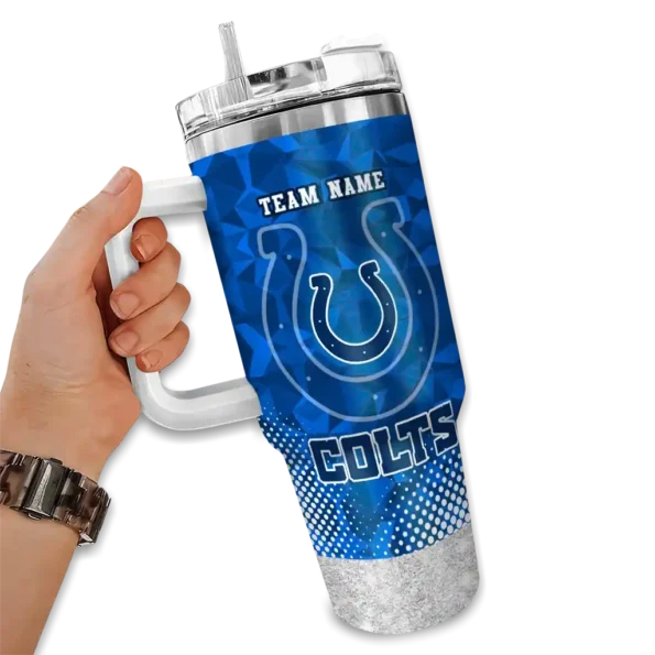 personalized indianapolis colts geometric prism blue curved tumbler fashion forward.webp