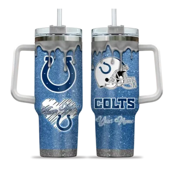 personalized indianapolis colts heart helmet motif blue curved tumbler best selling.webp