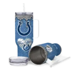 personalized indianapolis colts heart helmet motif blue curved tumbler best selling.webp