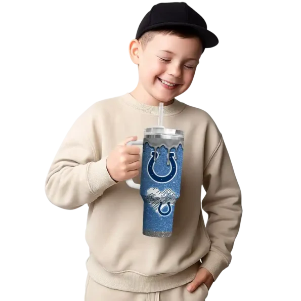 personalized indianapolis colts heart helmet motif blue curved tumbler latest model.webp