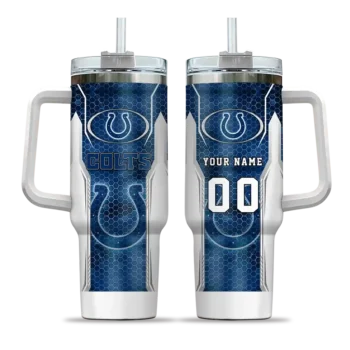 personalized indianapolis colts hexagon armor blue curved tumbler best selling.webp