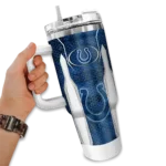 personalized indianapolis colts hexagon armor blue curved tumbler best selling.webp