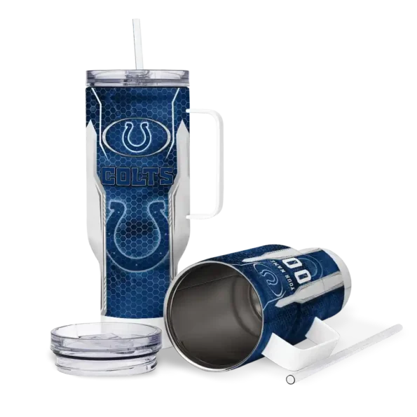 personalized indianapolis colts hexagon armor blue curved tumbler high quality.webp