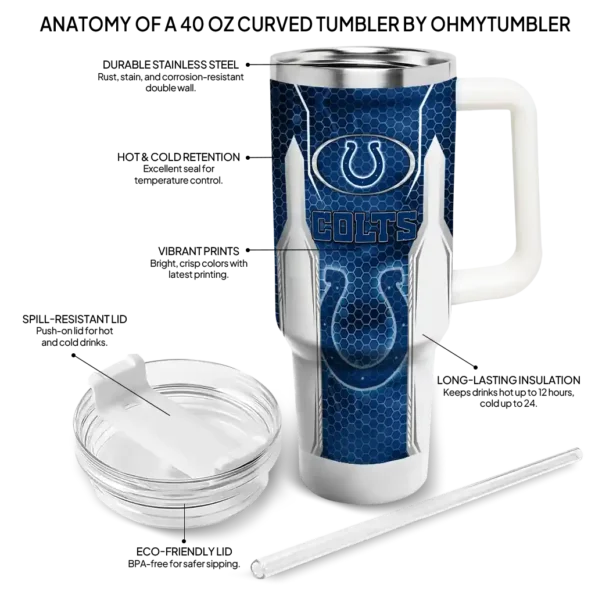 personalized indianapolis colts hexagon armor blue curved tumbler new arrival.webp