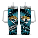 personalized jacksonville jaguars abstract paths teal curved tumbler best selling.webp