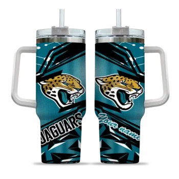 personalized jacksonville jaguars abstract paths teal curved tumbler best selling.webp